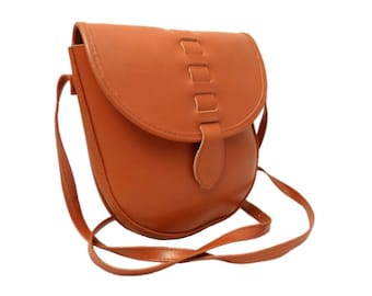 Vintage, Tan leather Satchel, Messenger, Cross Body Bag, Saddle Bag
