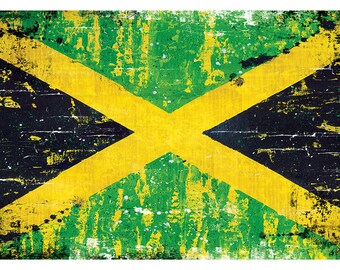 Jamaican Flag - 18" x 12" Art Print Poster Jamaica rasta flag