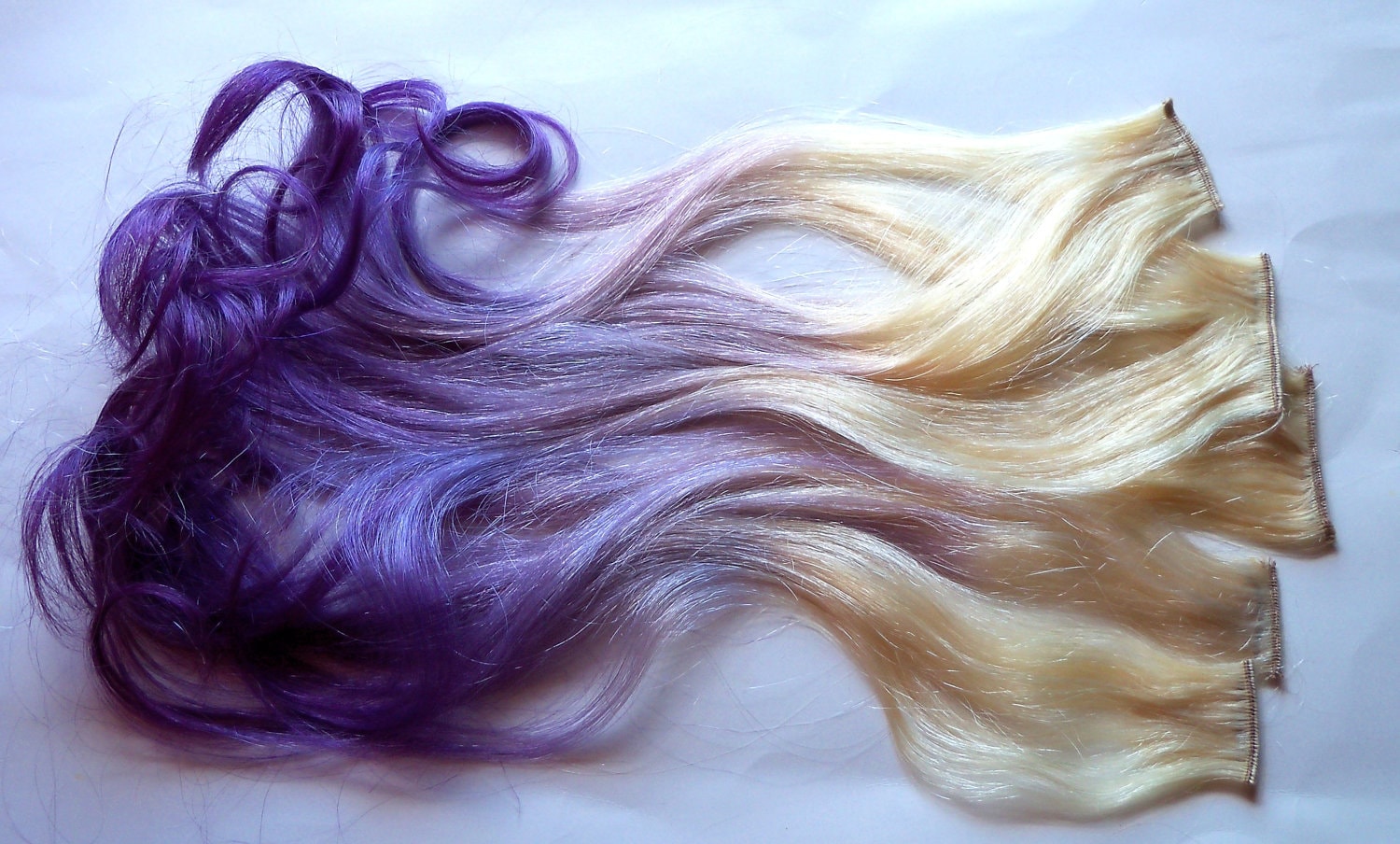 Purple And Blonde Ombre Fade Dip Dye Clip In Human Hair