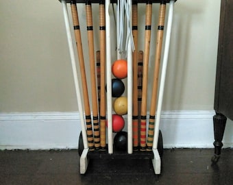 Vintage Croquet Set Vintage Lawn Game Nearly Complete Wooden Croquet Set With Stand Outdoor Game Set Party Outside Outdoor Social Game