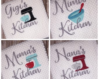 Mimi's, Mema's, Gigi's, or Nana's kitchen hand towel - kitchen linens - house warming gift - kitchen gift - made to order