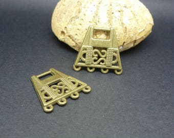 2 ethnic connectors line 18 * 19mm bronze metal (PHCB09)