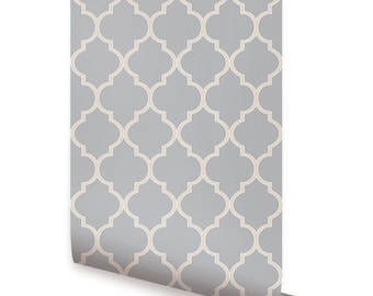 Moroccan Cool Light Grey Peel & Stick Fabric Wallpaper Repositionable