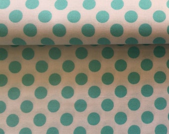 Aqua Polka Dot Fabric/ Aqua on White/Michael Miller Ta Dot Fabric/Cotton Sewing Material/Quilting, Clothing/Fat Quarter, Half Yard, 1 Yard