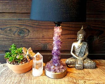 Natural Amethyst Crystal Lamp / Amethyst Cluster Cathedral / Healing Crystal - Third Eye / Crown Chakra - Purple Beautiful Raw One of a kind