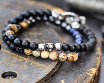 Men's bracelet, Men's stack bracelet, Bracelet for men, Men's jewelry, men's gift, Gift for men, mens beaded bracelet, Men's onyx bracelet