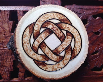 3.5" Wood Burned Magnet - Handmade Wood Magnet, Celtic Knot, Bohemian Magnet