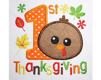 My 1st Thanksgiving Applique Machine Embroidery Design TG007