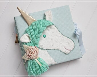 Unicorn Photo Album, Baby Girl Photo Album, Unicorn Guest Book, Scrapbook Baby Album, Instax Baby Shower Guest Book, 4x6 Photo Album Custom