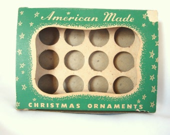 Vintage Empty Feather Tree Christmas Ornament Storage Box