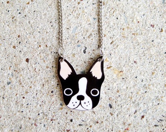 Boston Terrier Necklace, Boston Terrier Jewelry, Boston Terrier Jewellery, Dog Necklace, Dog Jewelry, Dog Jewellery, Shrink Plastic