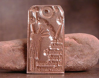 Bronze Metal Clay Pendant, Rustic Jewelry, Boho Jewelry, Metal Clay Artisan Bronze Charm with Aristotle Quote, Divine Spark Designs, SRA