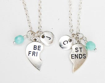 Best Friends Necklace, Set of 2, BFF Heart Necklaces, Initial Jewelry, Personalized Best Friend Gift, Gift, Alphabet Charm, Puzzle Necklace