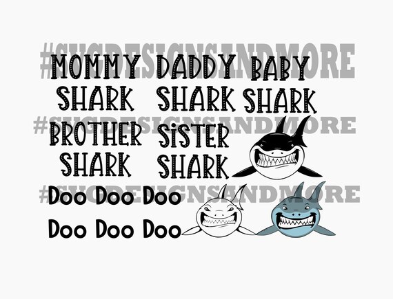 Download Daddy shark Mommy shark silhouette svg cutting filesDoo Doo