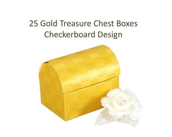 25 Treasure Chest Boxes Gold Favor Boxes Candy Favor Boxes 50th Anniversary Party Favor Boxes Fun Favor Boxes Bulk Gold Favor Box