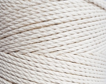 3mm cotton rope 100 m nautical rope Soft rope for your DIY, crafts or macrame projects. Macrame cord. Macrame rope. Macrame cotton rope