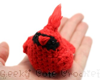 Red Cardinal Bird Toy Plush Tiny Birb Amigurumi