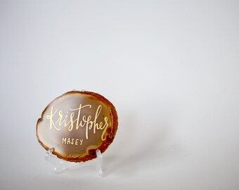Agate Slice Calligraphy Place Cards