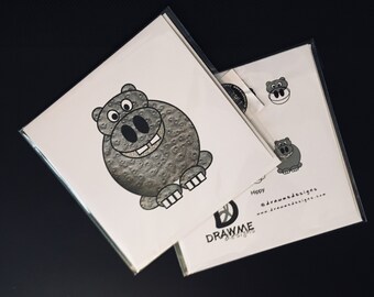 Hippo hippopotamus Greeting Card by DrawMe Designs