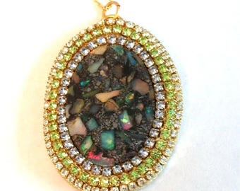 CRAZY 2018 SALE Mosaic Opal and austrian crystal necklace