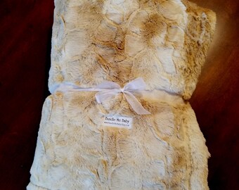 Faux Fur Minky Blanket Rabbit ADULT SIZED Gift for your Daughter Niece Granddaughter Ivory Beige Brown Bedding