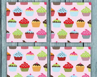 cupcake Coaster Images, cupcake coasters, cupcake decor, cupcake home decor, home decor, cupcake digital paper, cupcake, diy coasters,