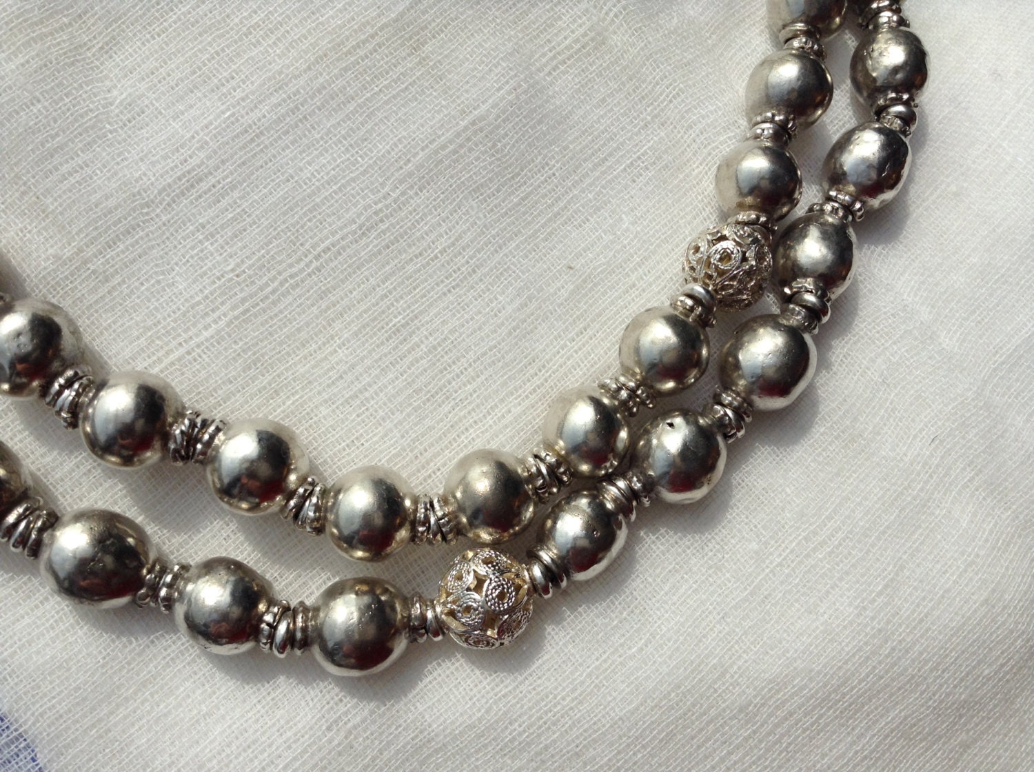 Ethiopian antique silver prayer beads necklace mixed with