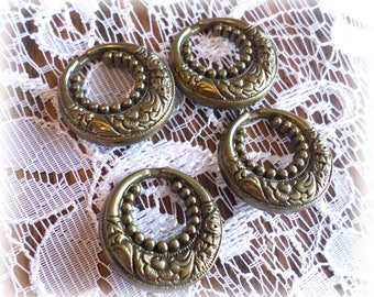 4 Unique Vintage Bronze Look Shank Buttons