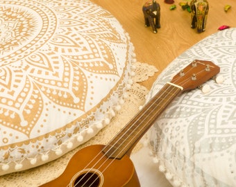 Pouf, Large Floor Cushion Seating Area, Floor Pillow, Mandala Round Cushion, Pouffe NO FILLER INCLUDE