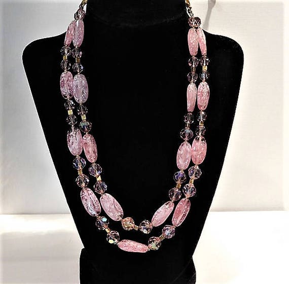 TRIFARI Double Strand Art Glass Necklace / Designer Fashion