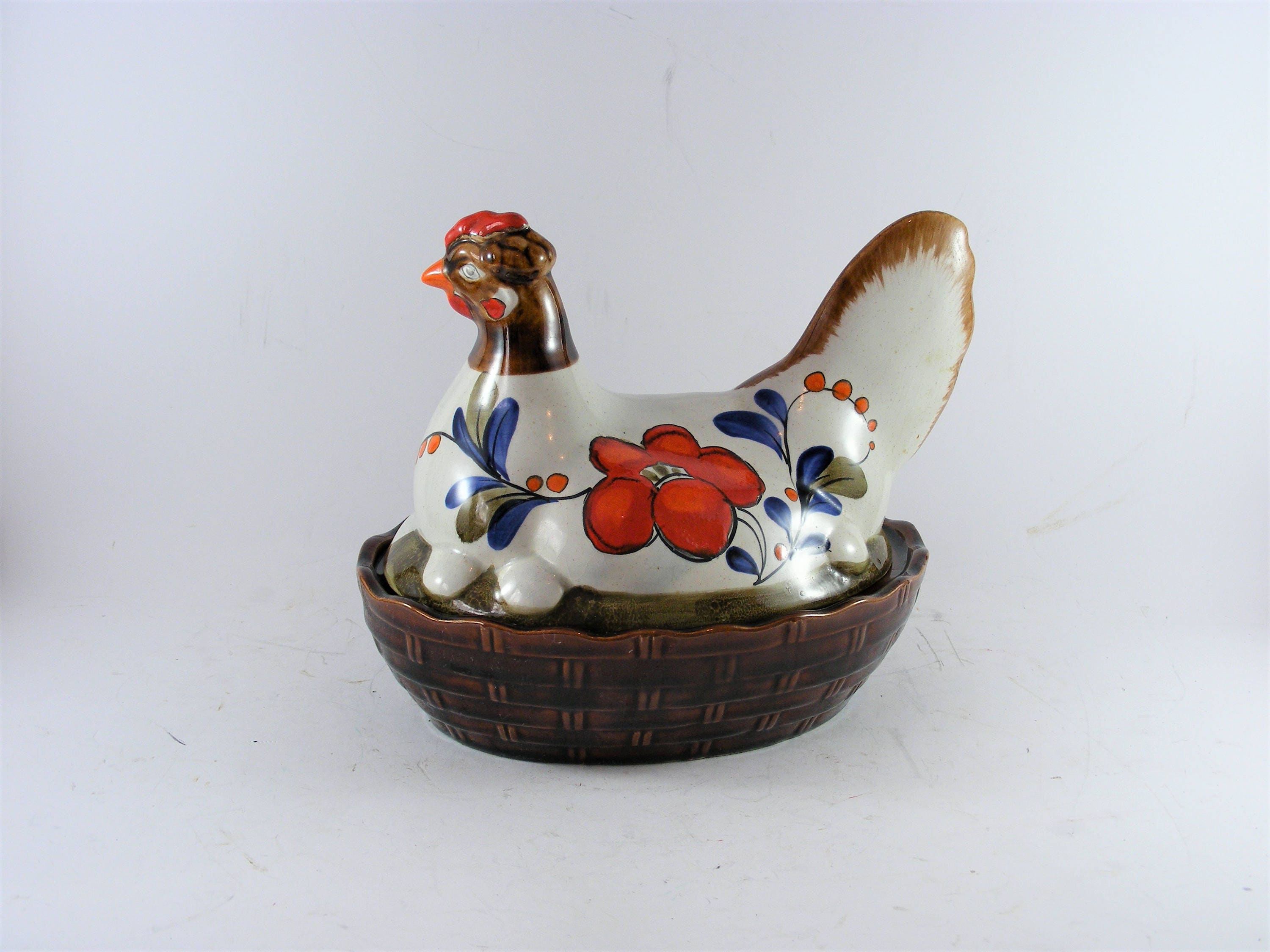 Vintage Ceramic Hand Painted Schramberg Pottery Chicken Hen