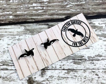 Tiny Orca Earrings, Killer Whale Earrings, Orca Studs, Orca Earrings, Whale Earrings, Whale Studs, Whale Lover