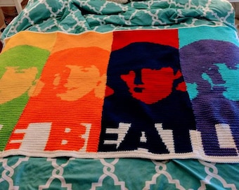 The Beatles Pop Art Crochet Blanket