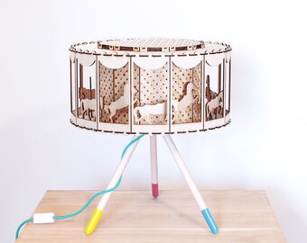 Carousel horse, table lamp, Vintage circus, wooden lamp, Kids room decor, circus party, carousel birthday, Baby shower gift, Nursery lamp