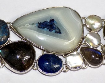 Labradorite and Pearl Bracelet in .925 Sterling Silver