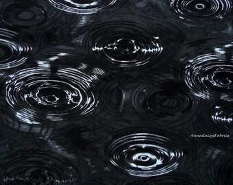 Black Water Fabric, Hoffman California 7260 Meadow Rain, Dark Water Fabric, Landscape Quilt Fabric, Cotton