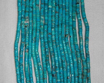 Turquoise, Turquoise Heishi, Grade AA+, Heishi Beads, Natural Stone, Aqua Heishi, Semi Precious Stone, Half Strand, 4.5-5 mm, AdrianasBeads
