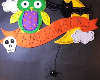 Bucilla Halloween Owl Wall Hanging COMPLETE!