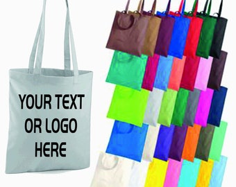 Personalised Custom Text Logo Printed Tote Bag Shopper Grocery Shopping Handbag Secret Santa Xmas Gift Tumblr Pintrest