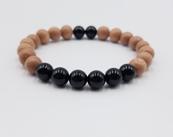 Onyx and Rosewood Mala Bracelet