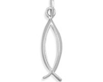 Sterling Silver Christian Fish Charm Pendant Ichthus Ichthys Religious