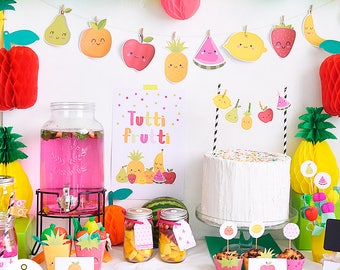 Printable pack for parties tutti frutti - Pack decoration to print summer parties