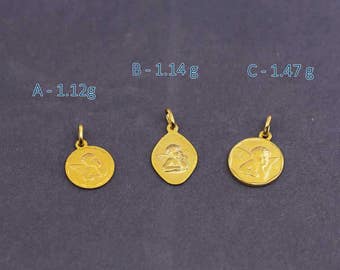 Pendant medal in 9k 375 solid gold angel
