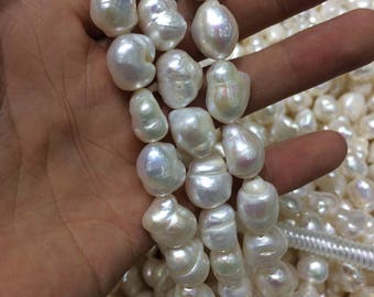 11-13mm Large White Baroque Pearl Strand Necklace, Irregular Baroque Pearl Beads for Earrings(ETFBS002)