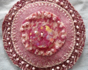 Beautifully pink tweed brooch - now reduced from 7.50 to 4.50