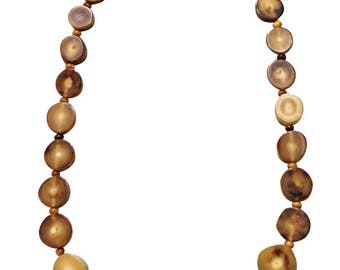 Vintage 1920s Horn Slice Necklace / Unusual Horn Beaded Necklace