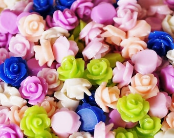 50 Spring Mix Rose Cabochons 10mm
