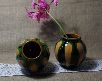 Ceramic vase Old vase Vintage ceramic home decor Set of 2 vases Soviet vintage vase Pair Decorated vase Pottery vase Ceramic flower vase
