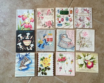 Vintage Greeting Cards Assorted Ephimera 50s Scrapbooking Crafts