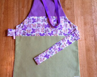 Apron 3-5 years/model soft Butterfly - Butterfly-green-purple - for the MOM to the doll